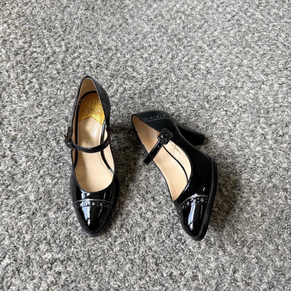Cole Haan NikeAir Black Mary Jane Pumps Patent Leather Heels Size 5.5 B NEW - Picture 3 of 5